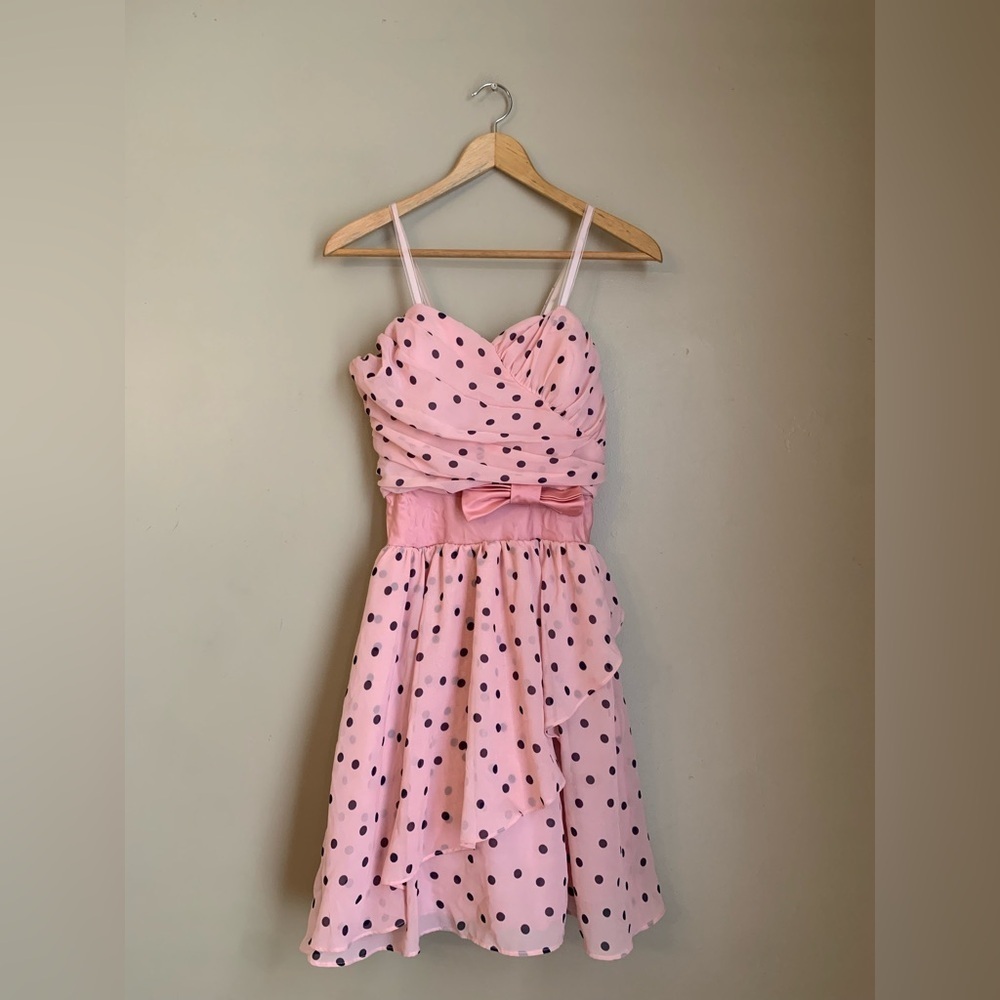 Pink polka dot party dance prom dress summer wedding pretty in pink handmade vtg